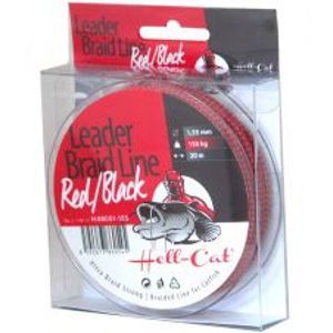 Hell-Cat Náväzcová Šnúra Leader Braid Line Red Black 20 m-Priemer 1,40 mm / Nosnosť 125 kg