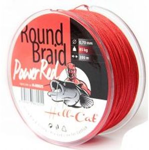 Hell Cat Splietaná Šnúra Round Braid Power Red 1000 m-Priemer 0,60 mm / Nosnosť 75 kg